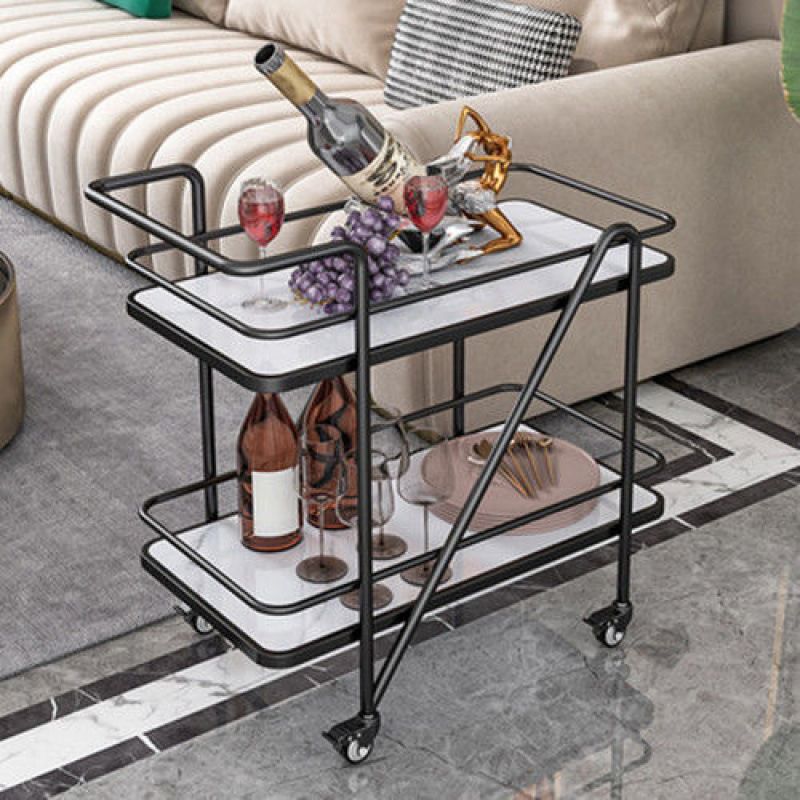29.92" High Contemporary Prep Table Rolling Metal Prep Table for Home