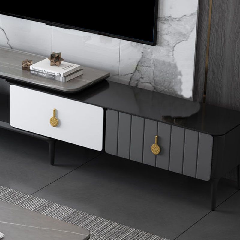 16.5" Contemporary TV Console Stone Top TV Stand for TVs with 3/4 Drawers