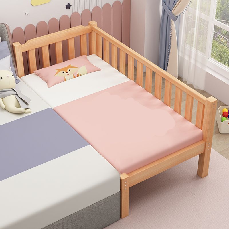 Contemporary Nursery Crib with Guardrail in Natural Beech Wood