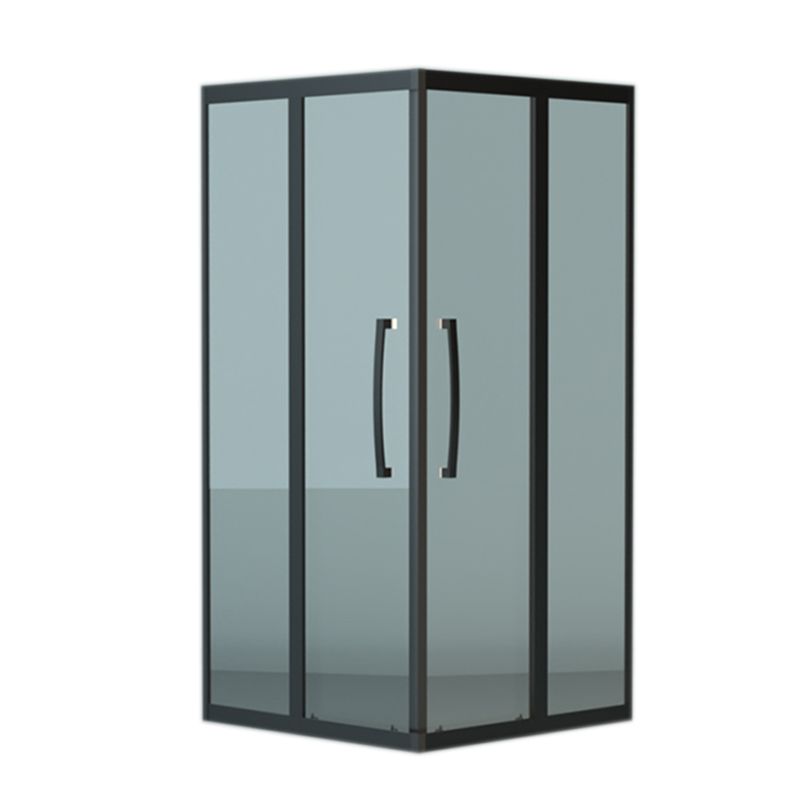 Square Black Framed Shower Enclosure Tempered Glass Shower Kit with Double Door Handles