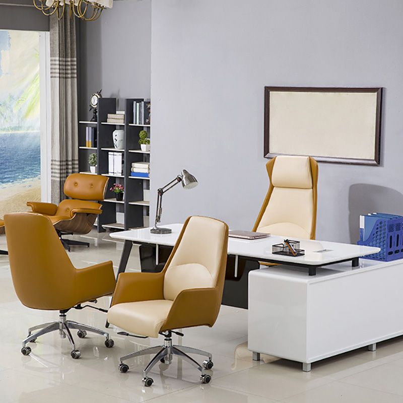 Modern Leather Managers Chair Adjustable Lumbar Support Executive Chair for Office