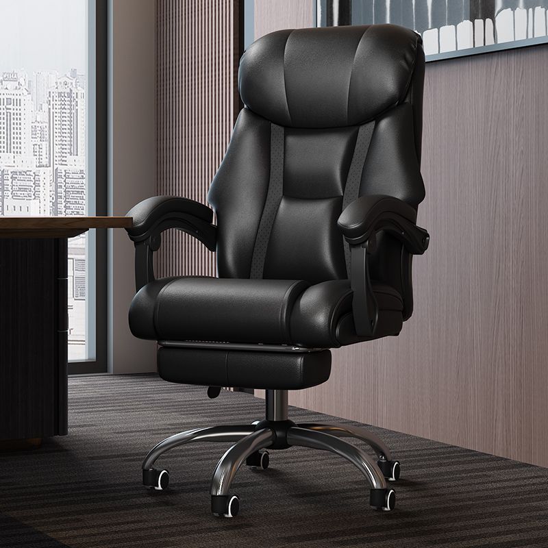 Modern Swivel Chair Leather Adjustable Seat Height Office Chair with Wheels