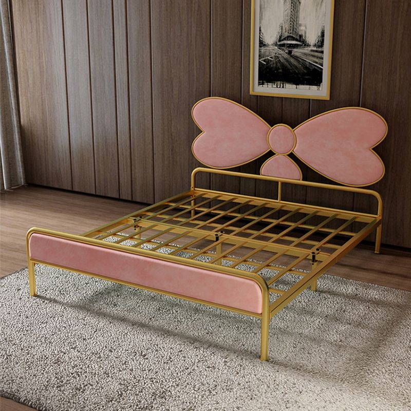 Upholstered Metal Bed Frame for Girl Modern Wire-Grid Standard Bed