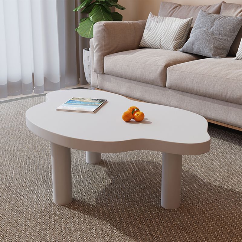 Geometric White Wood Coffee Table 3 Legs Base 1 Single Cocktail Table