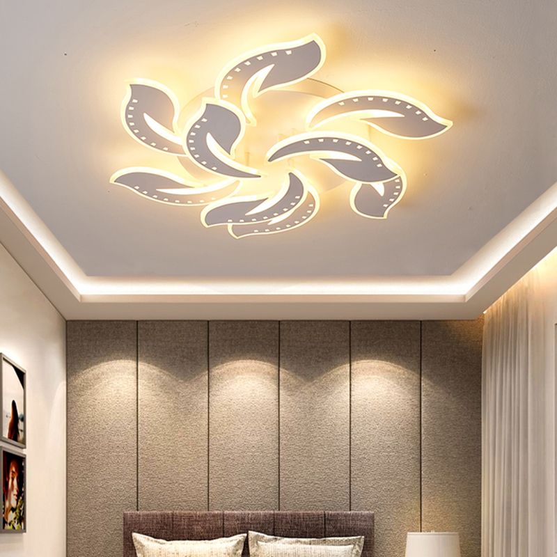 Leaf Shaped Flush Mount Light Fixture Modernism Acrylic White LED Ceiling Lamp for Living Room