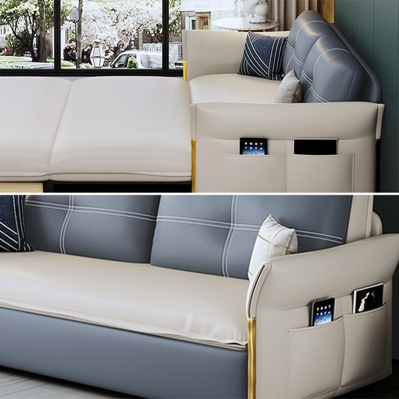 Pillow Back Glam Sleeper Sofa Water Resistant Foldable Faux Leather Sofa Bed