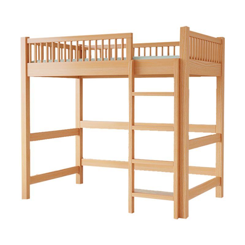 Solid Wood Loft Bed Natural Contemporary Kids Bed with Guardrails