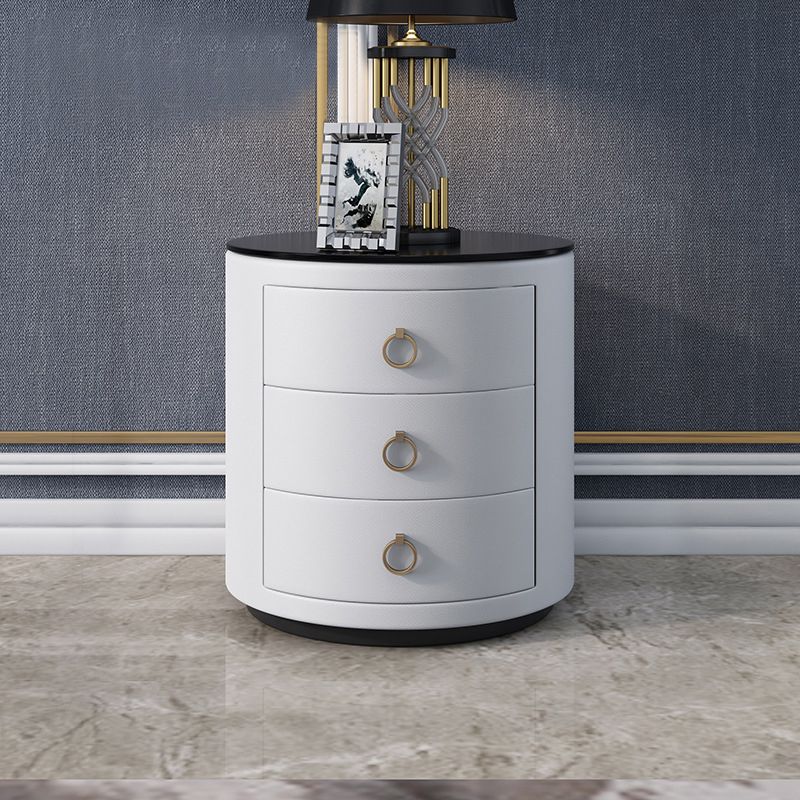 Contemporary Accent Table Nightstand Glass Nightstand with 3 Drawers