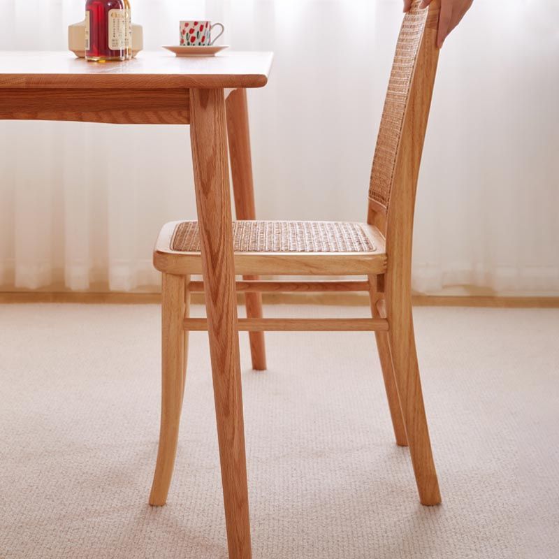 Rubberwood Solid Wood Side Chair Traditional Armless Dining Chair