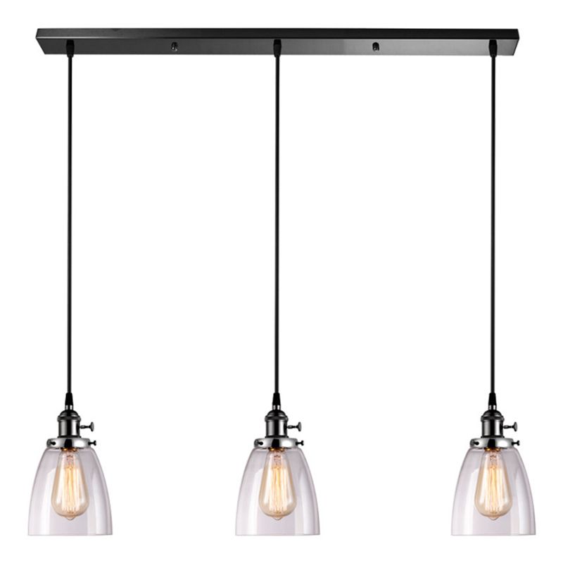 3 Lights Tapered Glass Pendant Industrial Multiple Hanging Lights with Hanging Cord for Bar