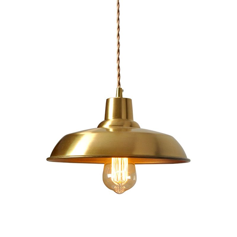 Brass Shaded Suspension Pendant Lamp Industrial Metal 1 Head Study Room Hanging Light