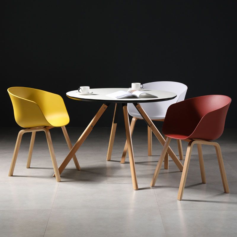 Contemporary Style Dining Chair Arm Side Chairs with Wooden Legs