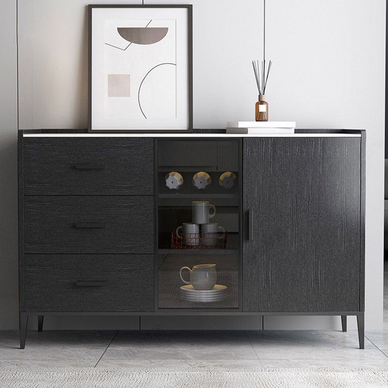 Stone Buffet Table Glam Style Buffet Credenza with Cabinets and Drawers