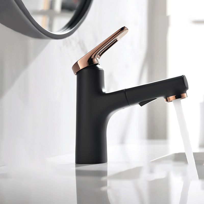 Contemporary Copper Vessel Faucet Lever Handles Retractable Low Arc Vessel Faucet