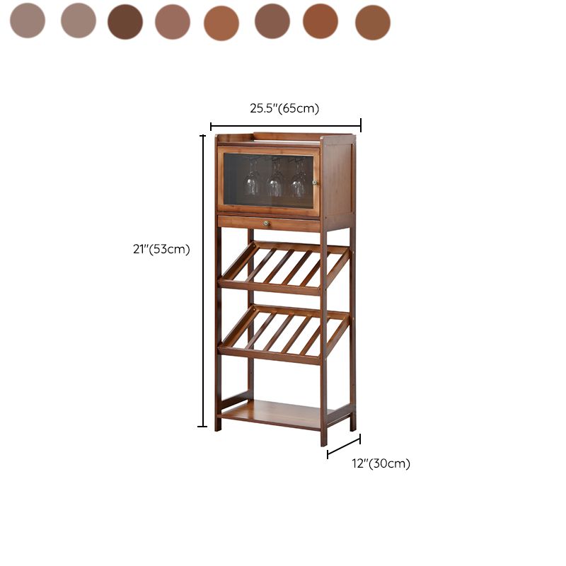 Modern Floor Wine Rack Kitchen Wine Bottle & Glass Rack in Brown