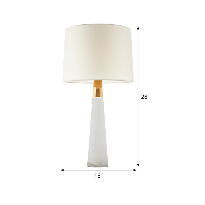 Modernism Conical Shade Table Light Fabric 1 Bulb Small Desk Lamp in White for Bedroom