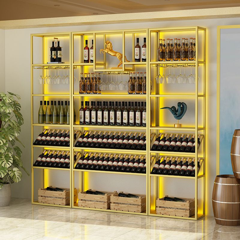 Floor Wine Rack Modern Metal Wine Bottle & Glass Rack for Dining Room