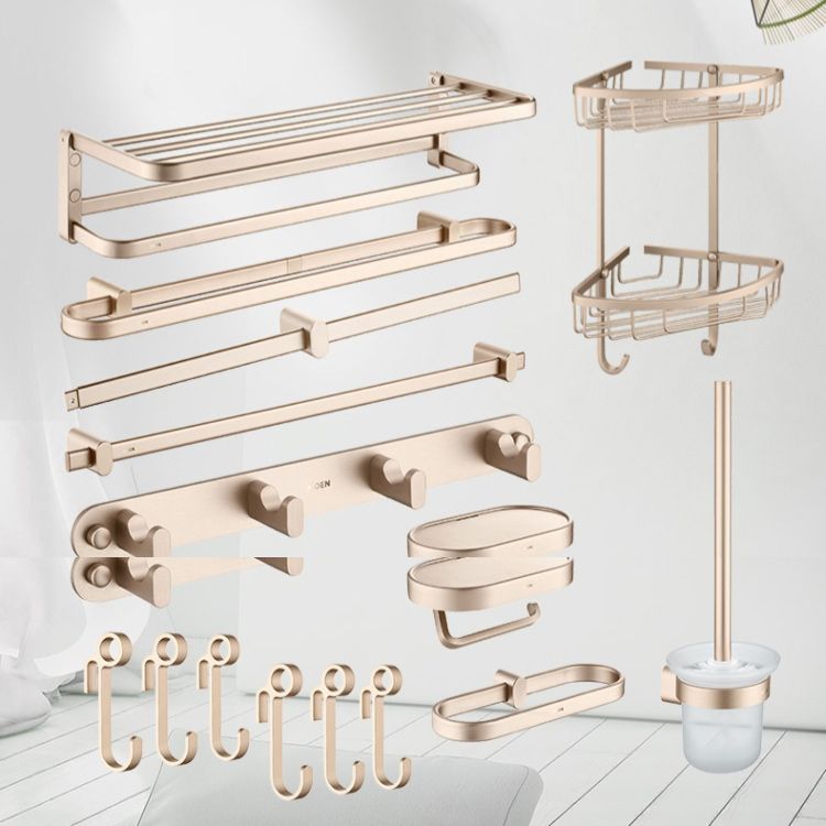 Golden Modern Bathroom Accessory Set Polished Brass Bath Shelf/Towel Bar/Robe Hooks