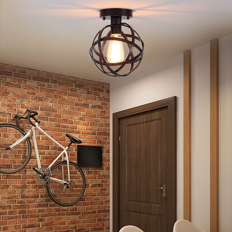 Modern Single Black Flush Mount Lighting Metal Ceiling Light for Bedroom