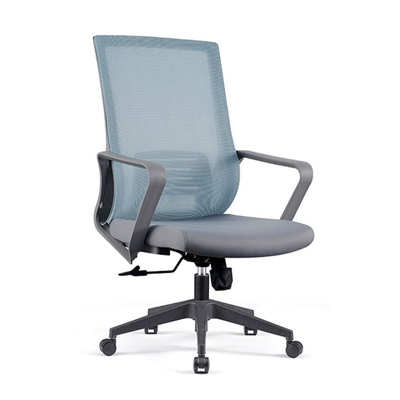 Modern Fixed Arms Computer Chair with Wheels Mid-Back Office Chair