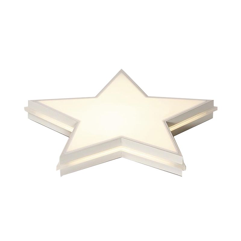 Slim Panel Star Flush Mount Light Kids Acrylic LED Ceiling Light in White for Boys Bedroom