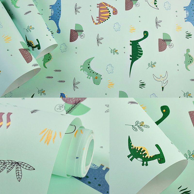 Stain-Resistant Cartoon Animal Wallpaper Roll 57.1 sq ft. Minimalist Wall Covering for Children's Bedroom