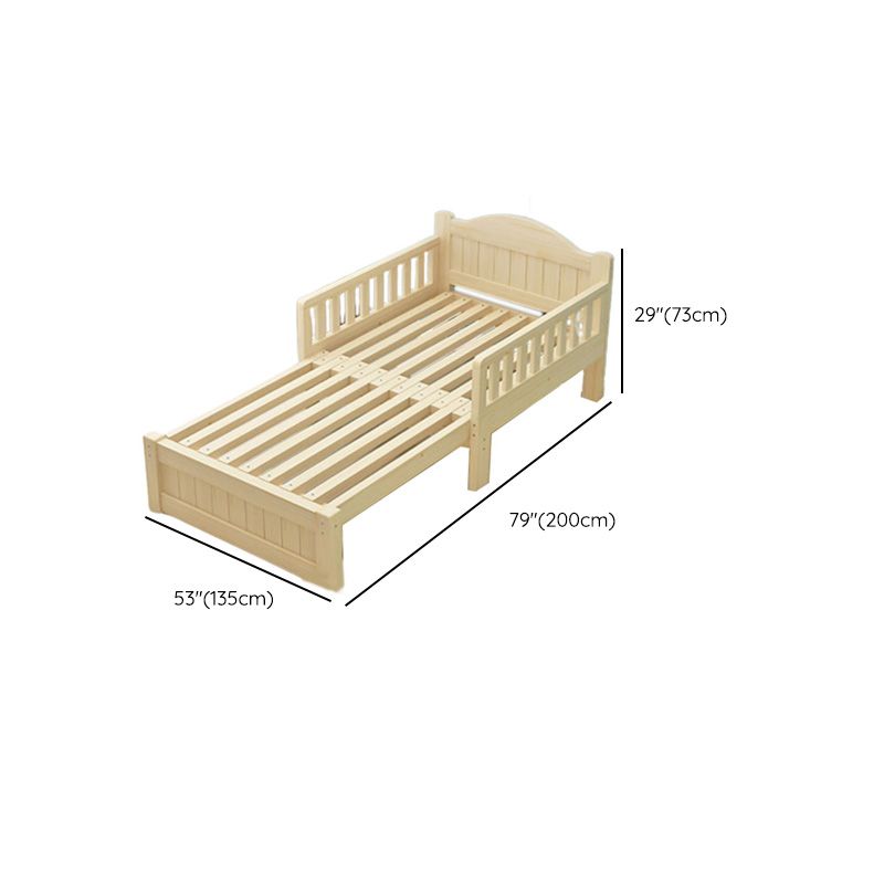 Natural Solid Wood Daybed Convertible Kids Bed with Headboard