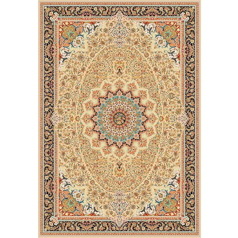 Shabby Chic Tribal Pattern Carpet Brown Polyester Area Rug Non-Slip Backing Rug for Home Decor