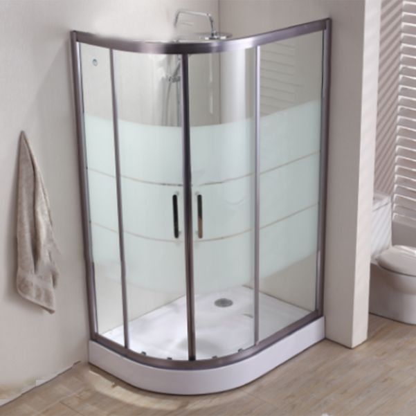 Round Shower Kit Double Sliding Tempered Glass Shower Enclosure