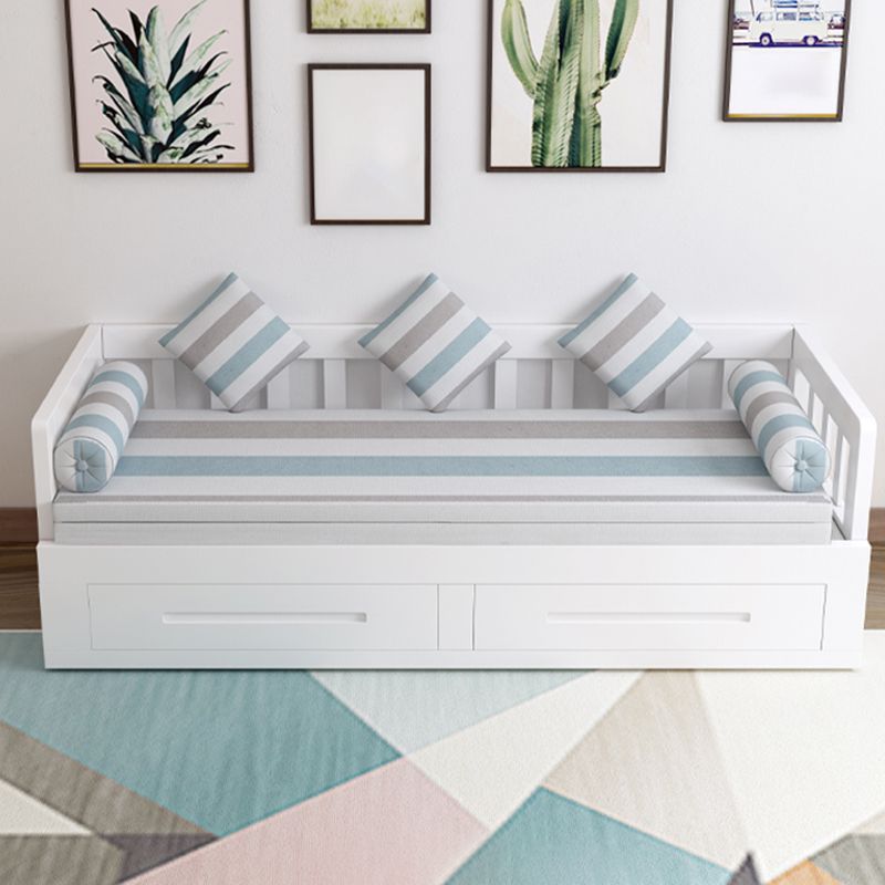 Solid Wood Slat Daybed with Mattress Modern Daybed with 2 Drawers