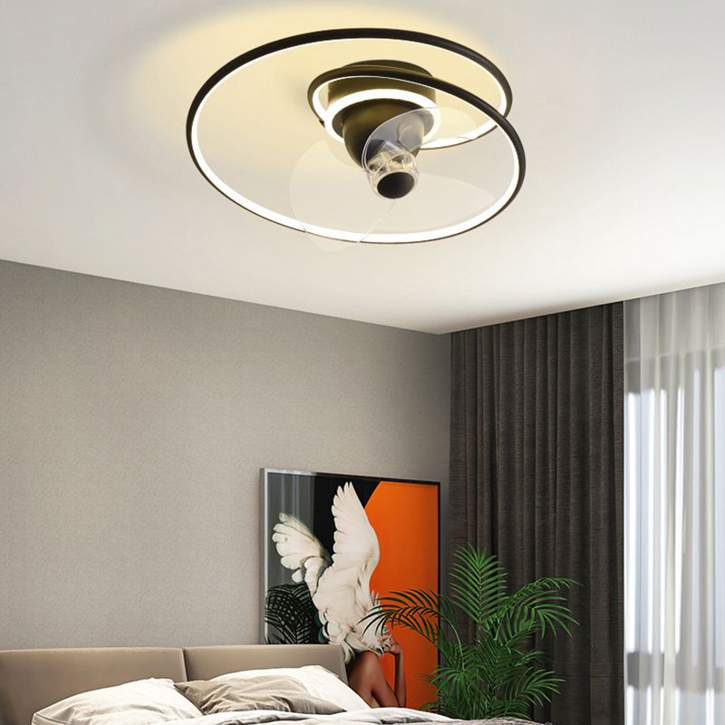 Contemporary Golden/Black/Brown Ceiling Fan Lamp LED Unique Ceiling Fan Light for Bedroom