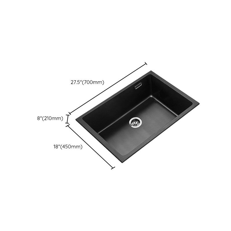 Rectangle Quartz Sink in Black Drop-In Kitchen Sink with Drain Assembly