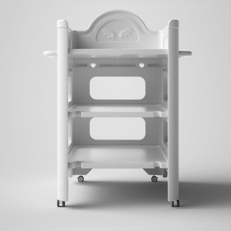 Modern Flat Top Changing Table with Storage White Changing Table with Bathtub and Basket