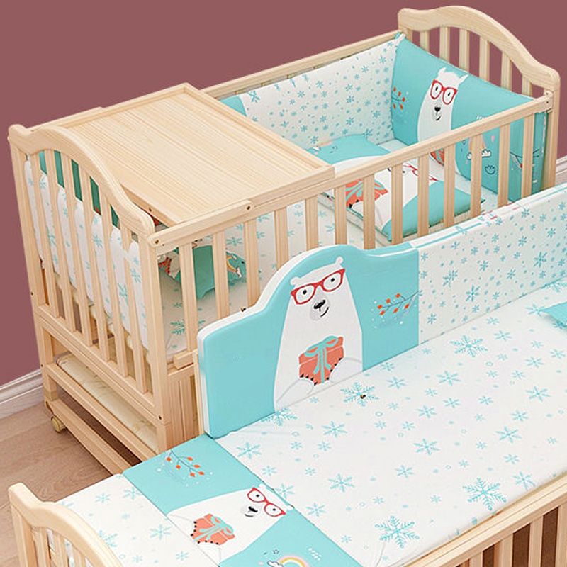 3-in-1 Convertible Crib in Natural Modern Solid Wood Nursery Bed