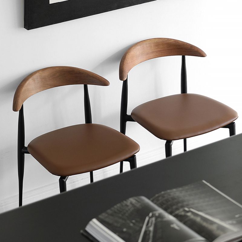 Minimalist Design Open Back Side Chairs Leather Dining Chairs