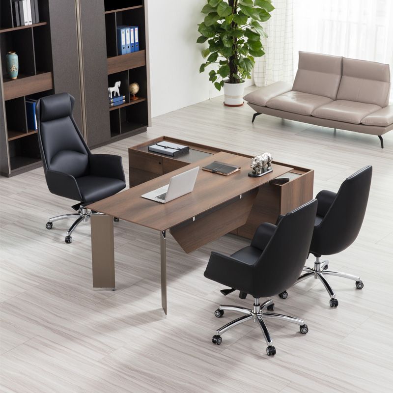 Modern Leather Managers Chair Adjustable Lumbar Support Executive Chair for Office