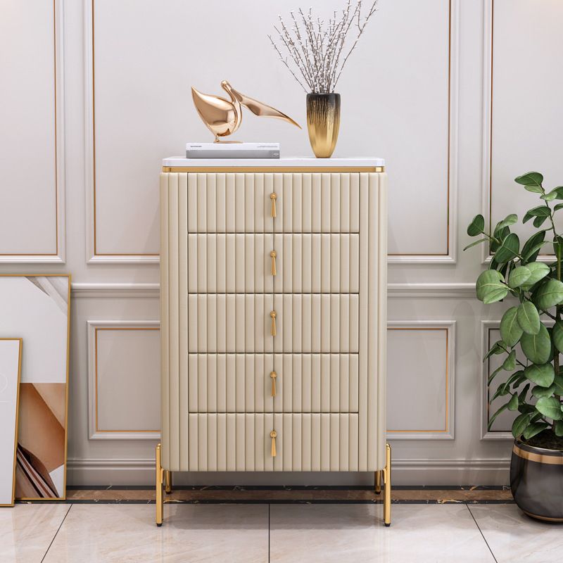 White Sideboard Modern Stone Buffet with Drawer for Dining Room