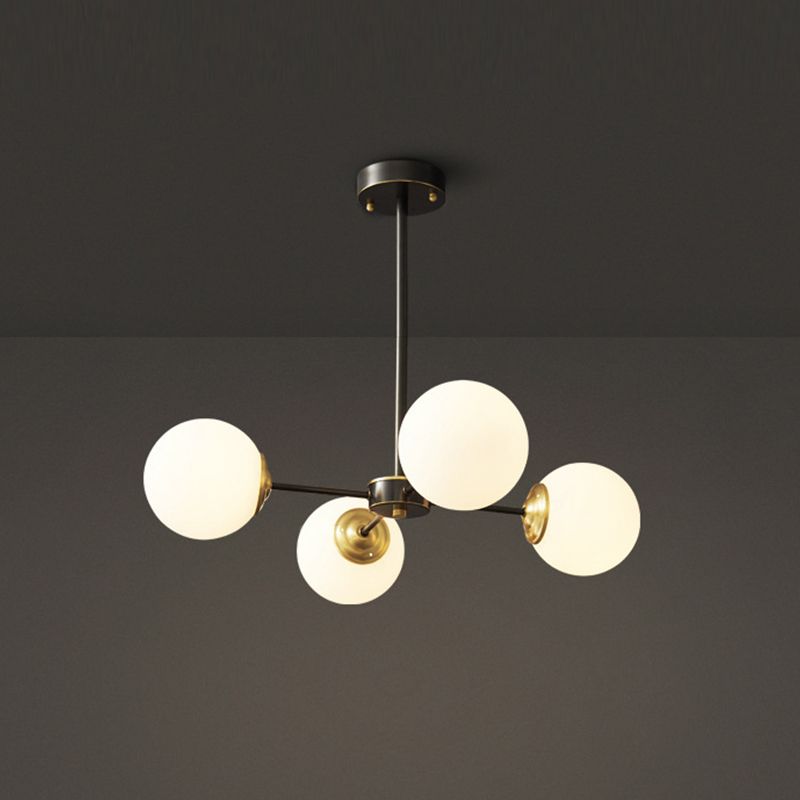 Postmodern Brass Chandelier Globe Chandelier Pendant with Glass for Living Room