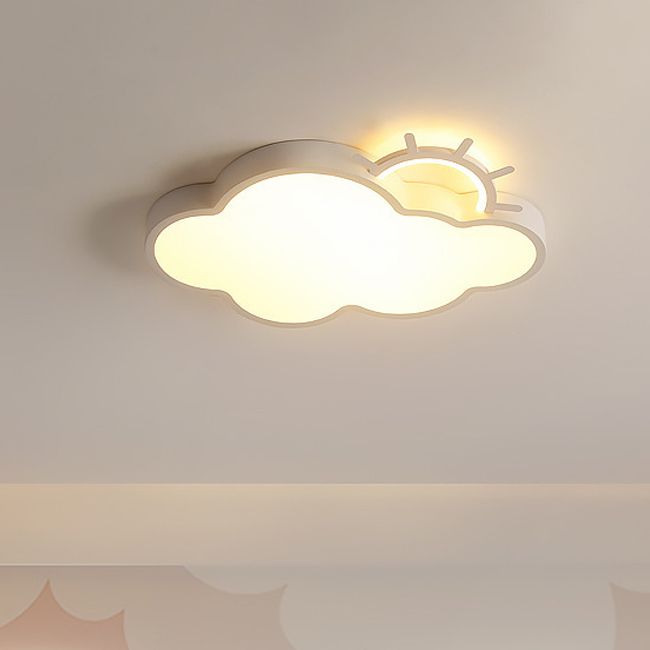 Cloud Shape Flush Light Modern Style Metal 2 Lights Flush Mount in White