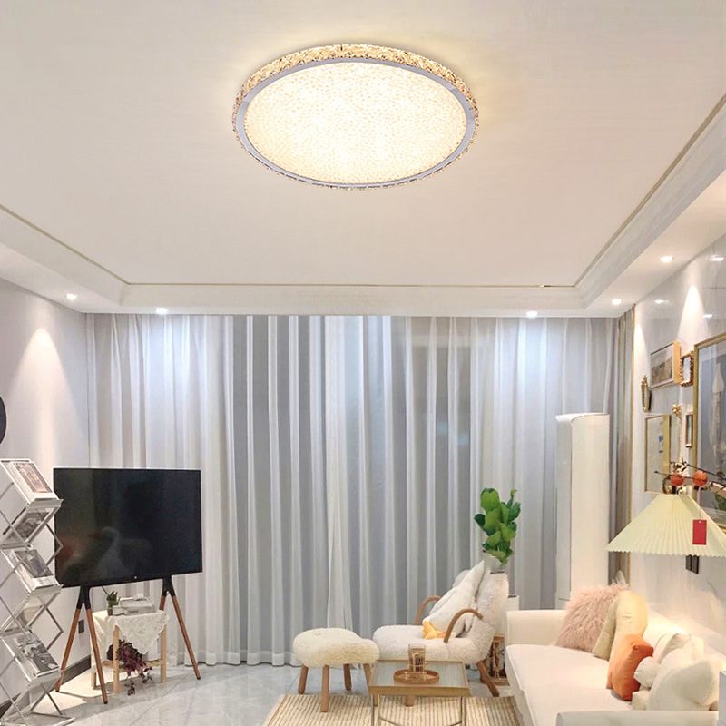 Circle Flush Ceiling Light Modern Crystal 1 Light Flush Light Fixtures