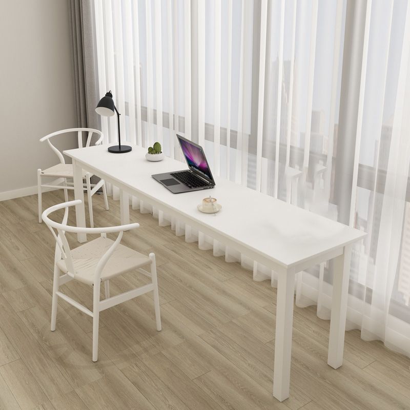 Modern Rectangular Writing Desk White Solid Wood Parsons Office Desk for Home