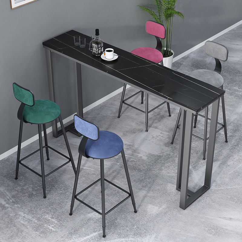 Modern Style Bar Table 42-inch Height Stone Top and Metal Base Bistro Table