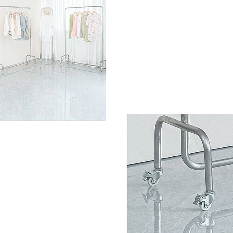 Industrial Style Coat Rack Free Standing Metallic Coat Hanger with Universal Wheel