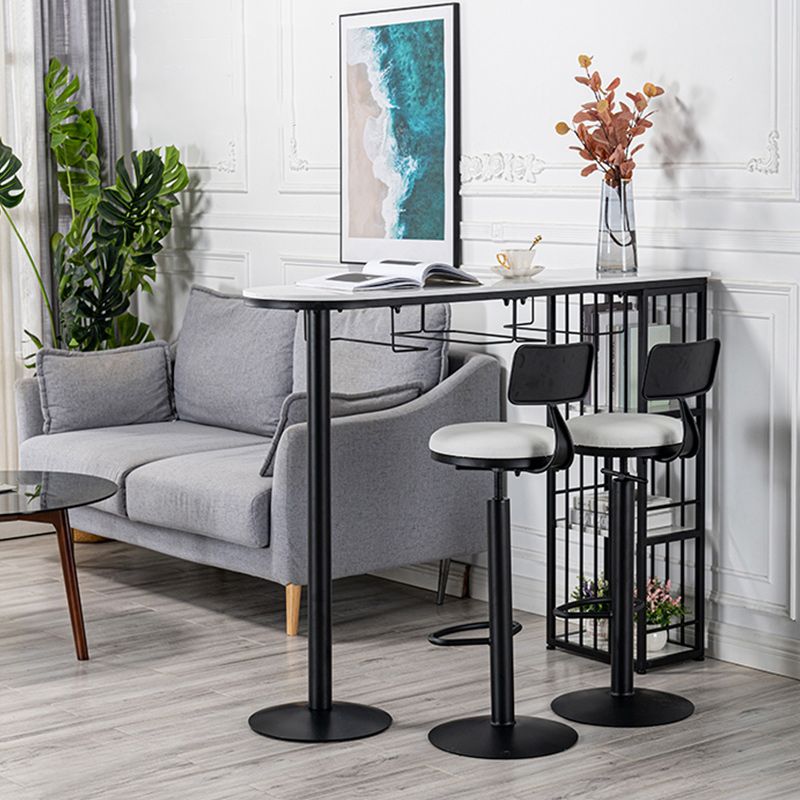 Glam Bar Table 42-inch Height Artificial Marble Top and Iron Pedestal Pub Table