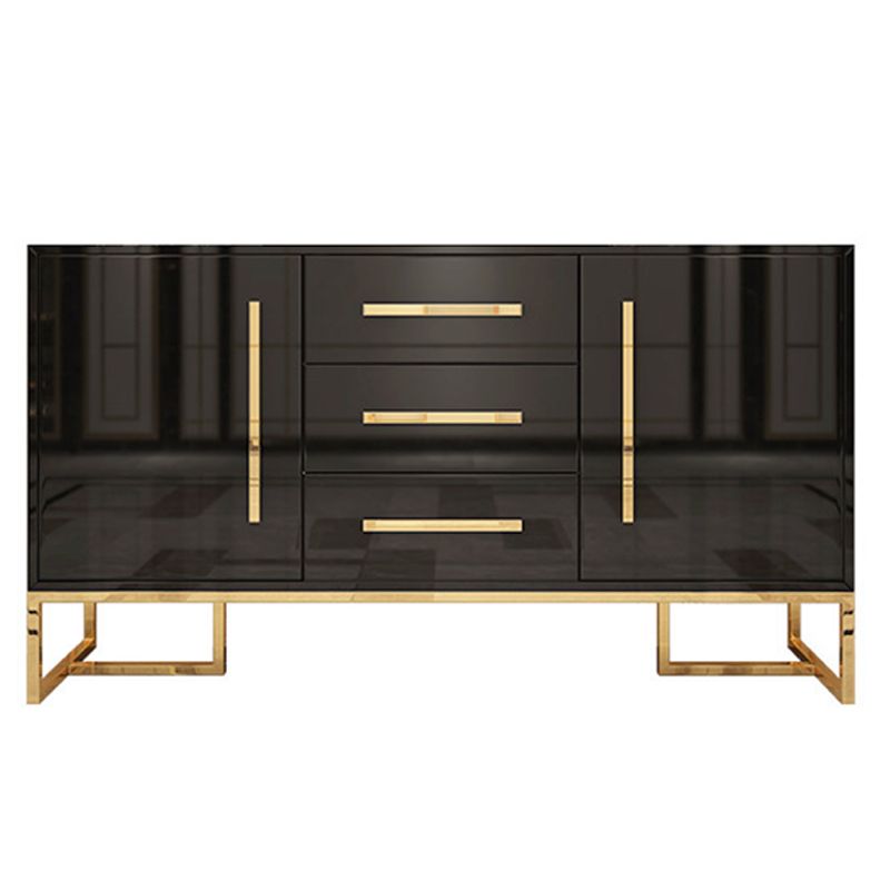 Glam Sideboard Buffet 3 Drawers and 2 Doors Cabinets Matte High Gloss Sideboard