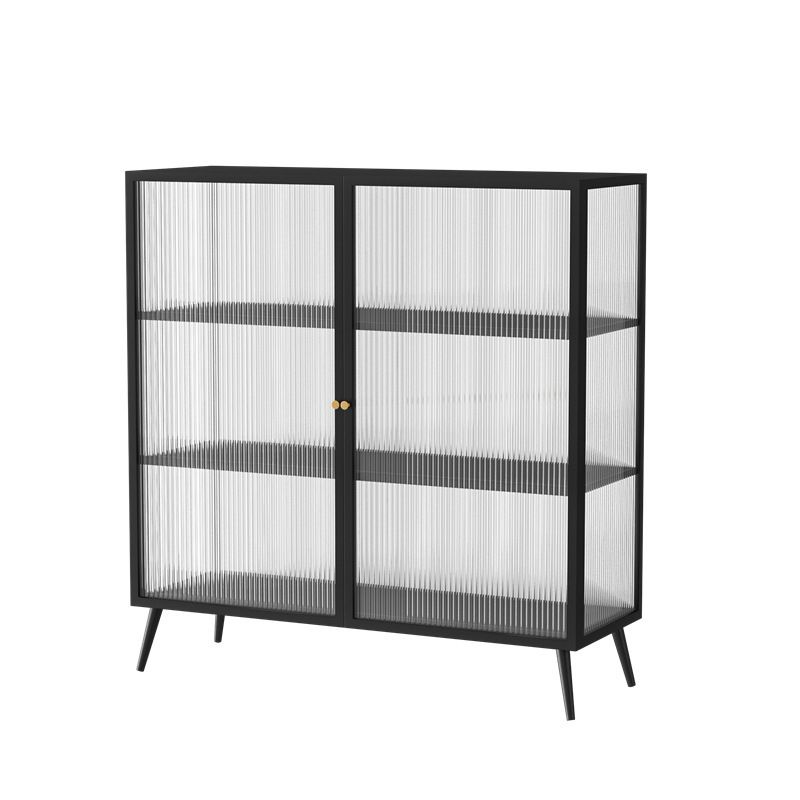 Glam Metal Sideboard Buffet Glass Doors Cabinets Buffet Sideboard