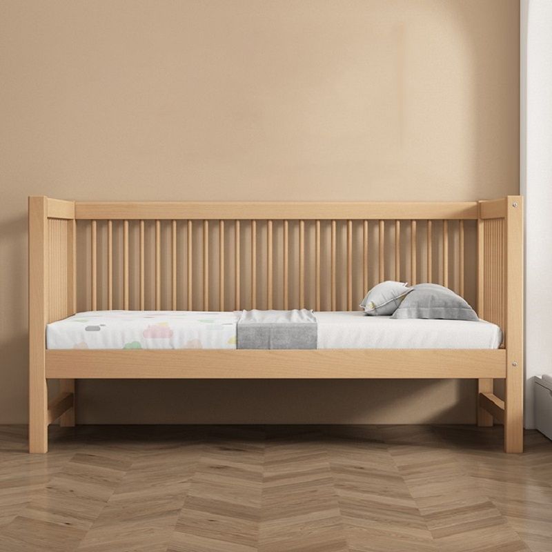 Natural Farmhouse Nursery Crib in Solid Wood with Guardrail Crib