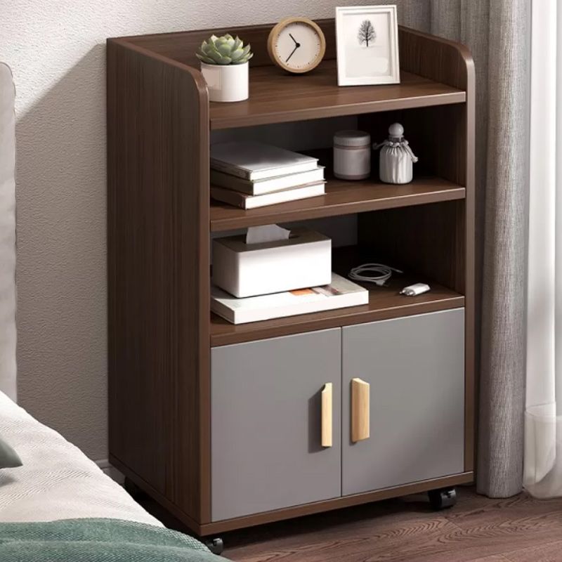 Modern Imitation Wood Cabinet 31 Inch H Open Storage Nightstand with Doors