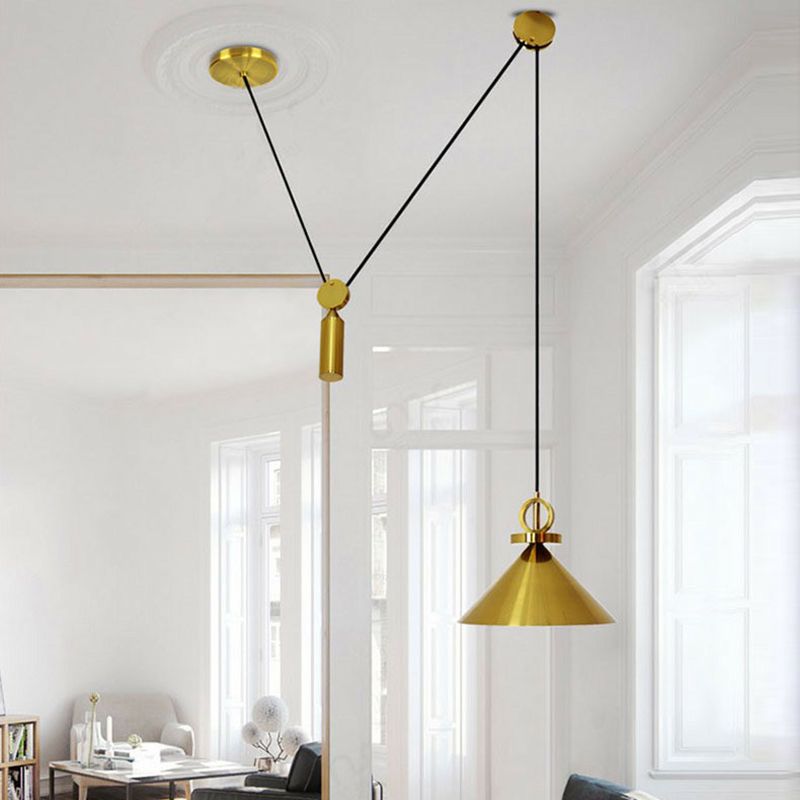 Metal Flared Suspension Pendant Light Modern Gold Down Lighting for Dinning Room