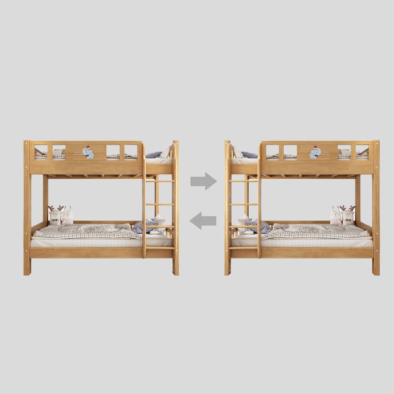 Scandinavian Natural Standard Bunk with Built-In Ladder and Guardrail